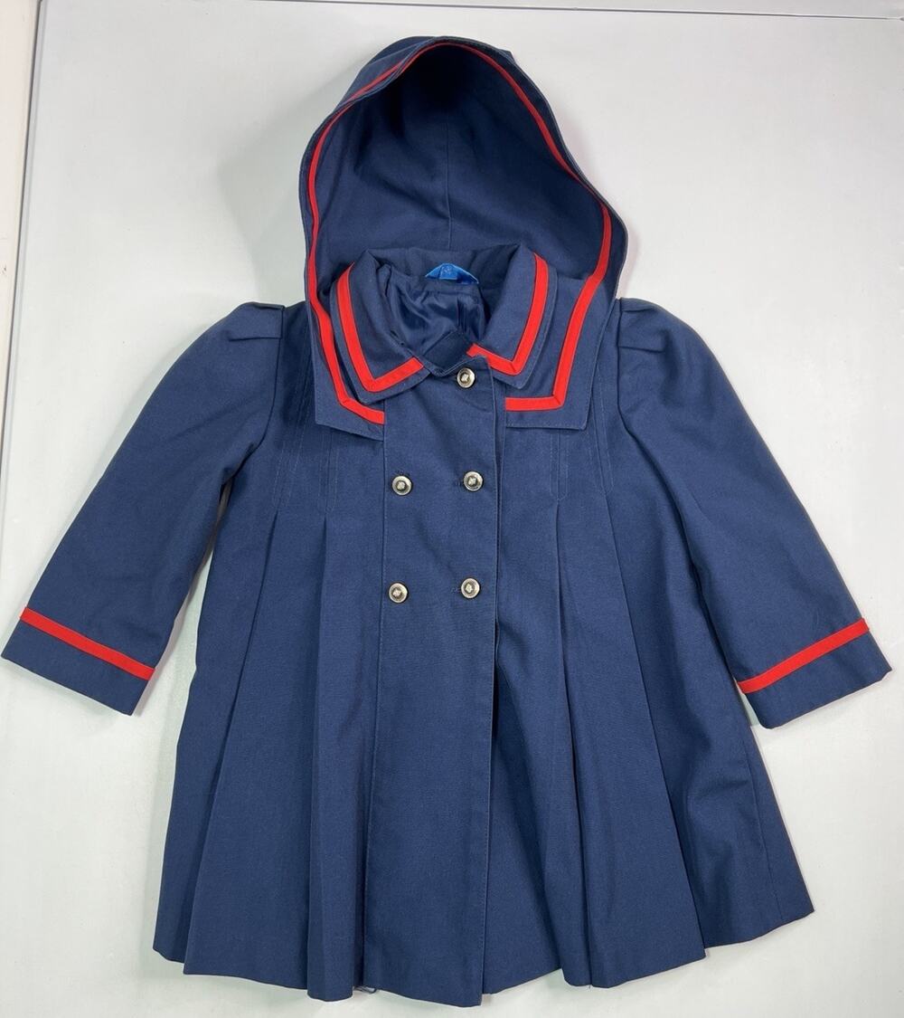 Vintage Rothschild Coat Blue Pea Coat Sailor Nautical Made USA Girl’s Size 4